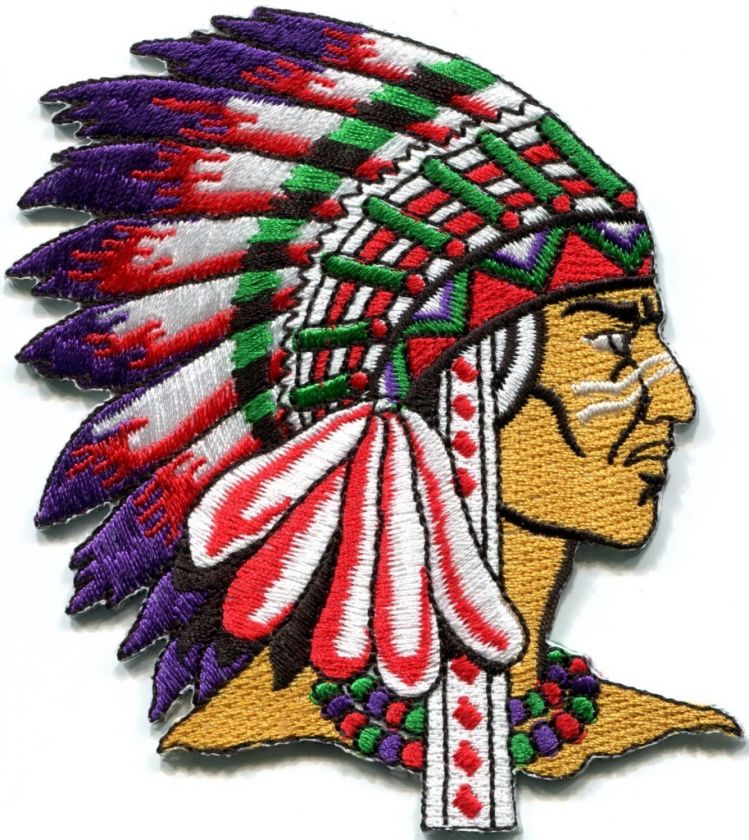 Native American Indian chief ethnic retro biker applique iron on patch 