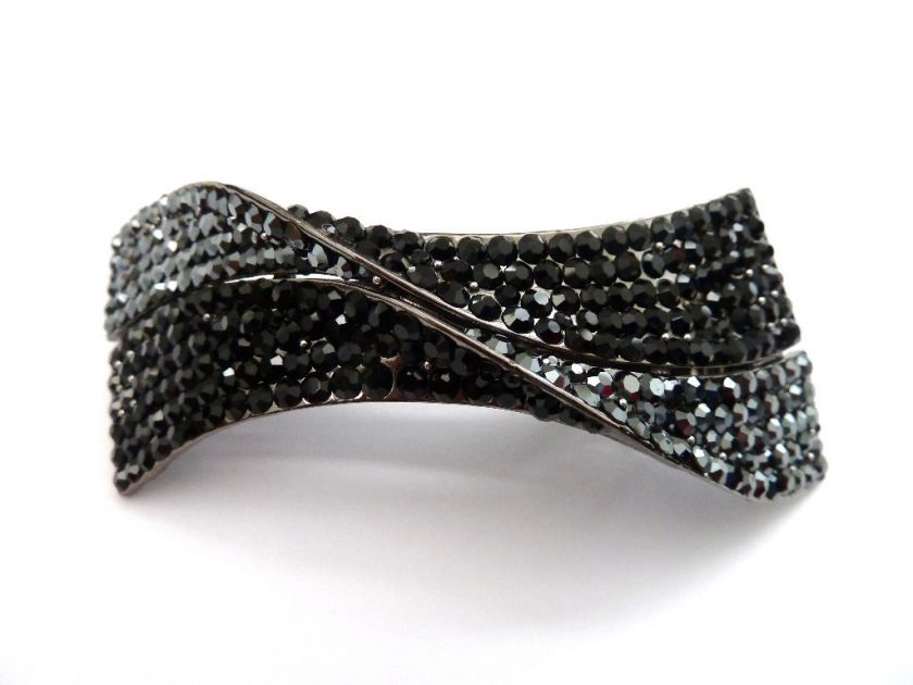 New Wave Barrette w/Swarovski Crystal   Jet Black  