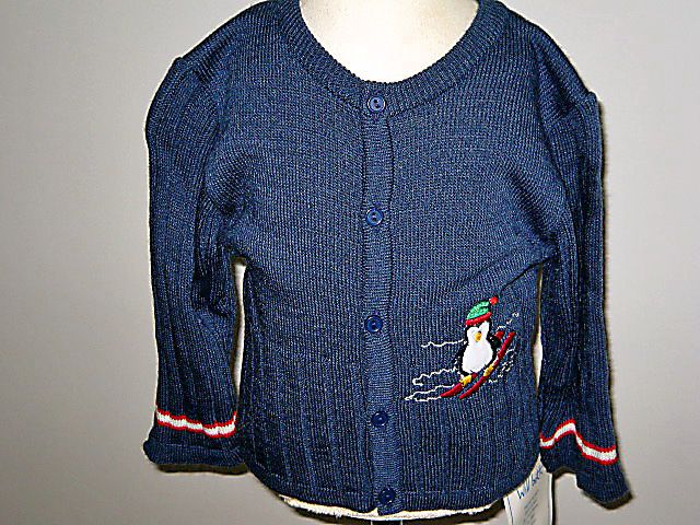 Willbeth Winter Penguin Appliqued Cardigan NWT 6m 9m  