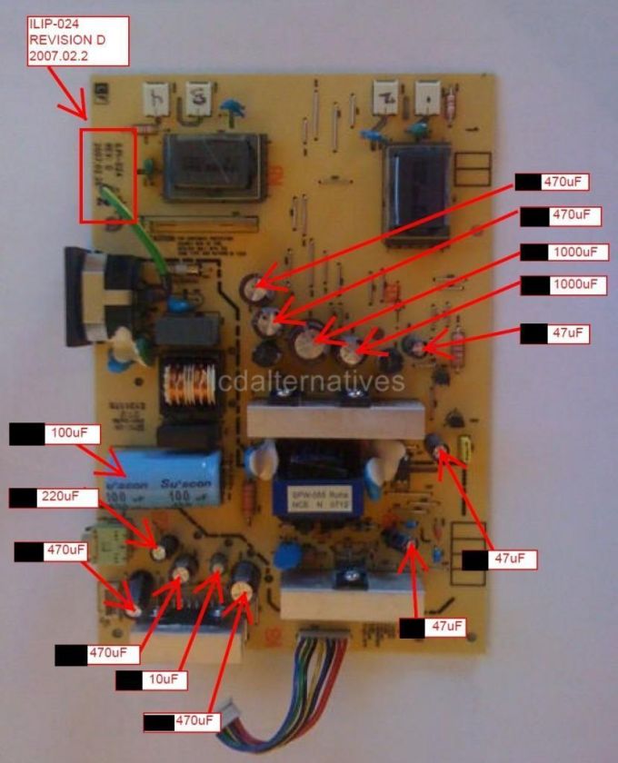 Repair Kit, ViewSonic vx1935wm Rev.D, LCD Monitor Caps 729440901264 