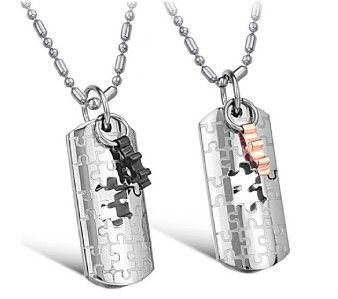   316L Stainless Steel I Love You Wedding Puzzle Couple Necklaces  