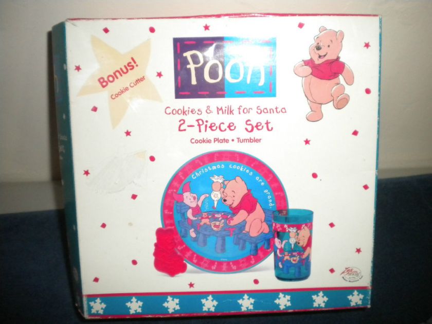 POOH PLATE TUMBLER CUP CHRISTMAS COOKIES MILK FOR SANTA NEW IN BOX 