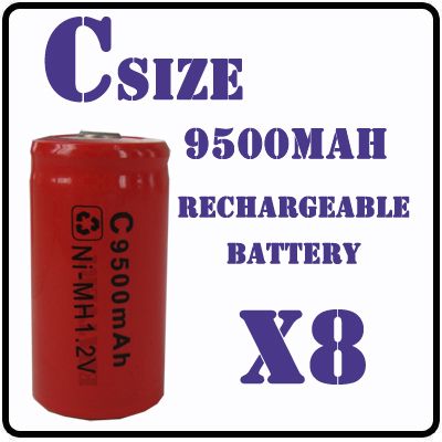 Rechargeable 1.2V Ni MH 9500mAh Battery Cell RED  