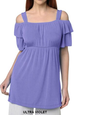 Slinky Brand Off the Shoulder Empire Waist Tunic  