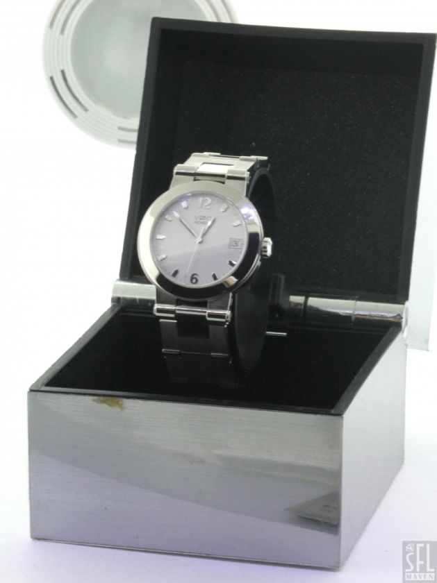   VIZIO HIGH FASHION SS MENS WATCH W/ WHITE DIAL/DATE & BOX  