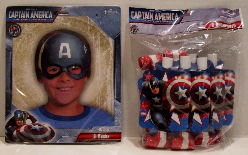 Captain America Birthday Party Favors Masks Blowouts  