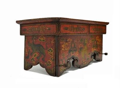 Tibetan Painted Folding Wooden Low Prayer Table MAR1819  