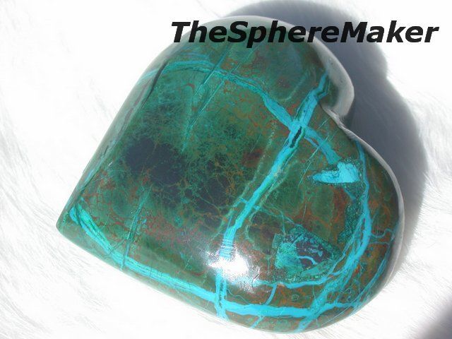 CHRYSOCOLLA MALACHITE HEART AWESOME POLISHED TURQUOISE n GREEN 