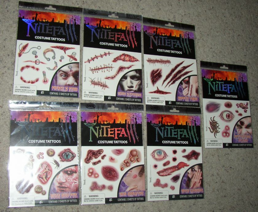 NEW HALLOWEEN NITEFA COSTUME TATTOOS  