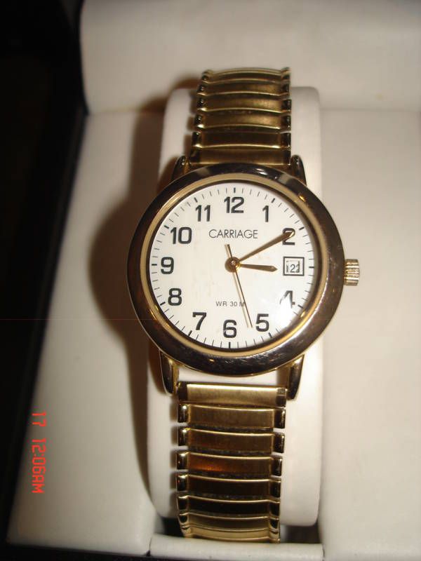 TIMEX CARRIAGE GOLDTONE WRISTEBAND WOMENS WATCH NEW6  