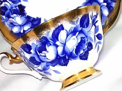 Royal Albert COBALT BLUE ROSES TREASURE CHEST SERIES Tea Cup and 