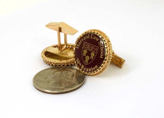 VINTAGE 14K GOLD HARVARD LAW SCHOOL REUNION CUFFLINKS  