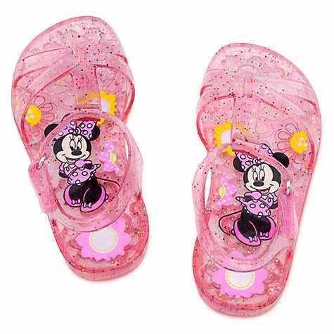 NEW Disney Minnie Mouse Girls Pink Glitter Jelly Summer Sandals Sz 8 9 