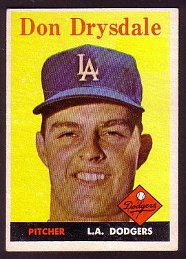 1958 TOPPS DON DRYSDALE CARD NO25  