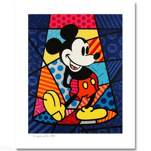 MICKEY MOUSE, ROMERO BRITTO, SERIGRAPH ON PAPER, COA  