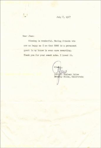 AGNES MOOREHEAD   TYPED LETTER SIGNED 07/08/1967  