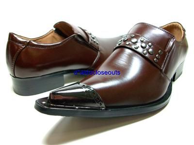 Mens Italian Style Metal Toe Tip Dress Casual Shoes NIB  