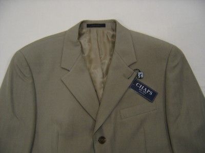 Chaps Olive Green Mens 44S Sport Coat Jacket Blazer Rayon Herringbone 