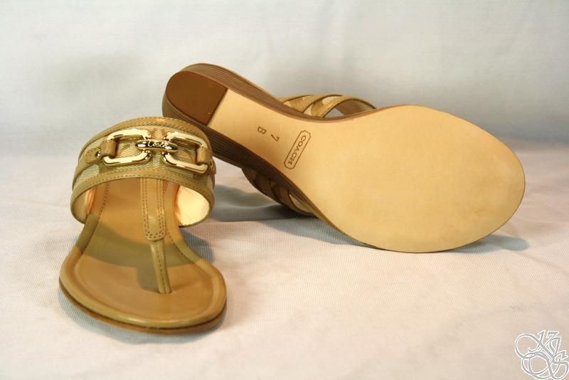 COACH Virginia Signature Thong Wedge Heels Shoes New  