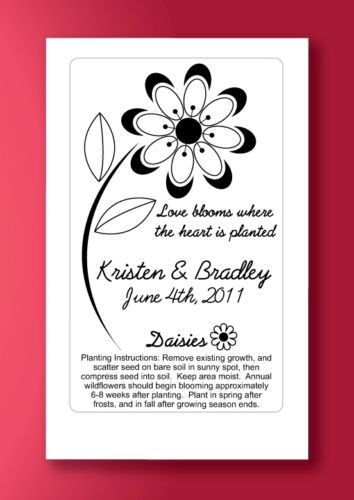     Daisy Bridal Shower Seed Packet Favors   Customized Flower Daisies