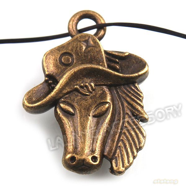   Vintage Bronze Fine Horse Charms Pendants 29x21mm   