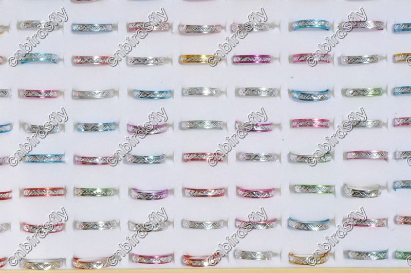 Wholesale jewelry Lots 800pcs 8tone Aluminum rings High Quality free 