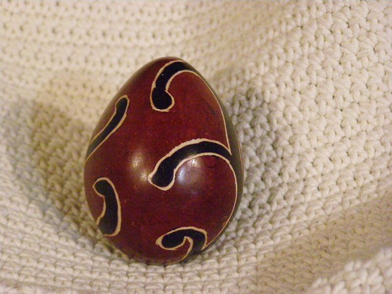 Marble EGG Carved Design EASTER Unique DECORATIVE Brown  