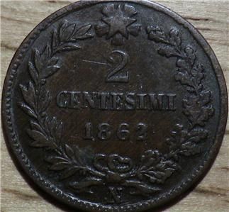 1862 Italy 2 Centesimi   Very Nice LOOK  
