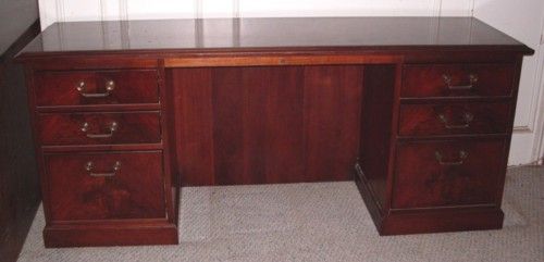 Kimball Office Presidential Credenza Set Dark Walnut  