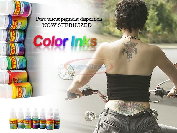 One Set of Tattoo Ink 7 Color Inks for Gun Tube Tip Kit  