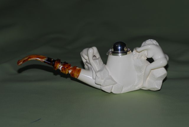   Meerschaum Smoking Pipe pipa pfeife SILVER COVER SEXY GIRLS  