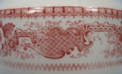 Lovely RED FLORAL SUGAR BOWL SCAMMELL Trenton China (O)  