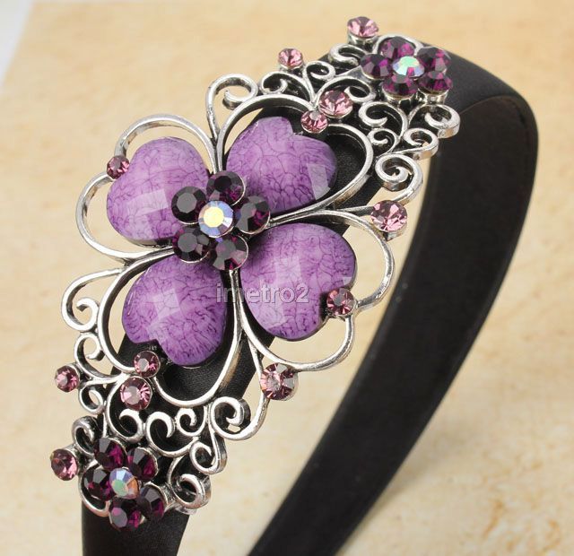 Luxury purple gem clover bloom scroll ladies hairband headband 