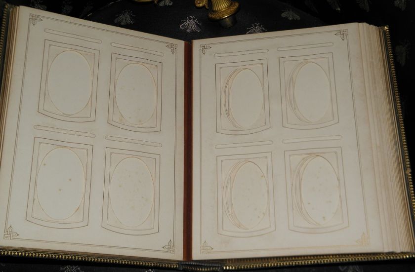Antique Green Hand Tooled Leather Photo Album NR  