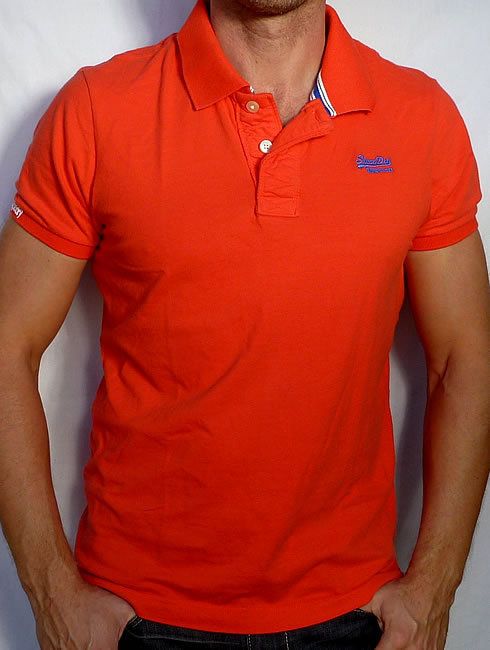 Superdry Mens Jersey POLO Tee Shirt NEW Orange   XL  