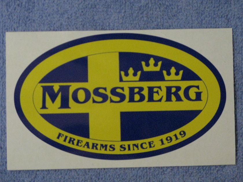 RARE MOSSBERG FIREARMS TRIPLE CROWN DECAL STICKER BLUE YELLOW RIFLE 