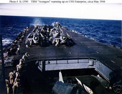 USS ENTERPRISE CV6 TBM AVENGERS F6F HELLCAT 1944 PHOTO  