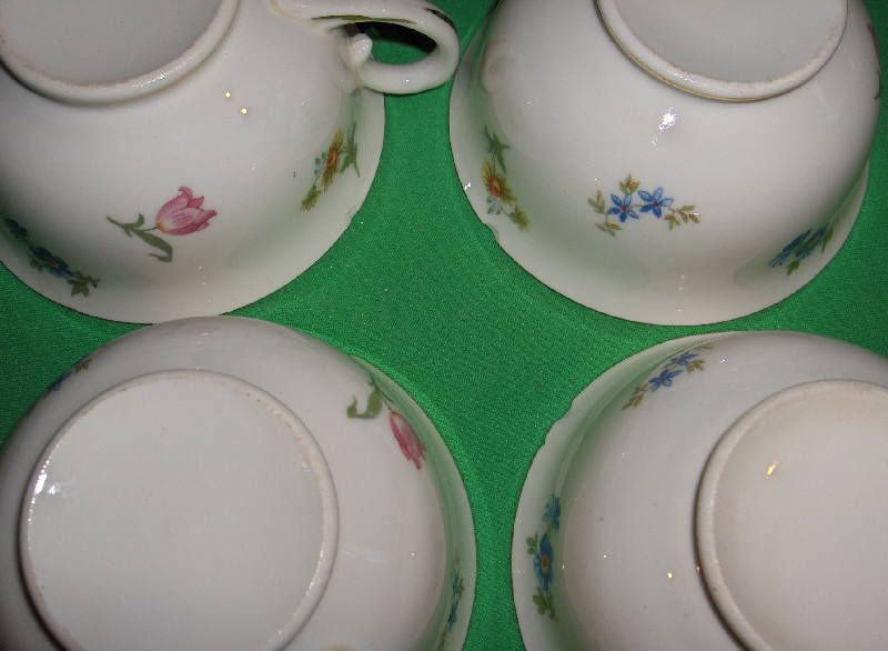 Vntg 86 Pc Pope Gosser China Floral Blue Rim 1216  