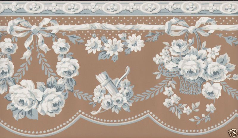 STERLING PRINTS FLORAL SWAG WALLPAPER BORDER  