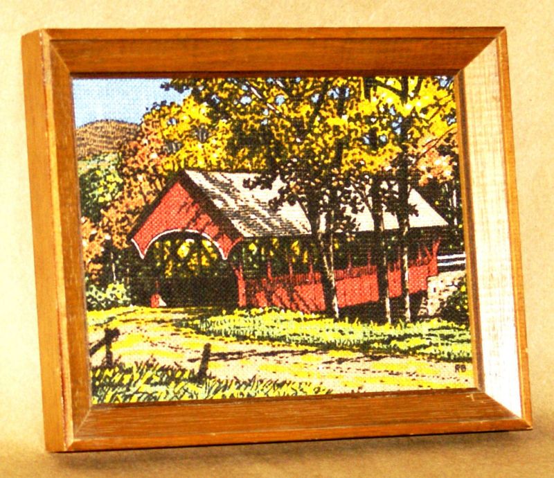 Vintage  Covered Bridge  Framed Painting (6x8)  