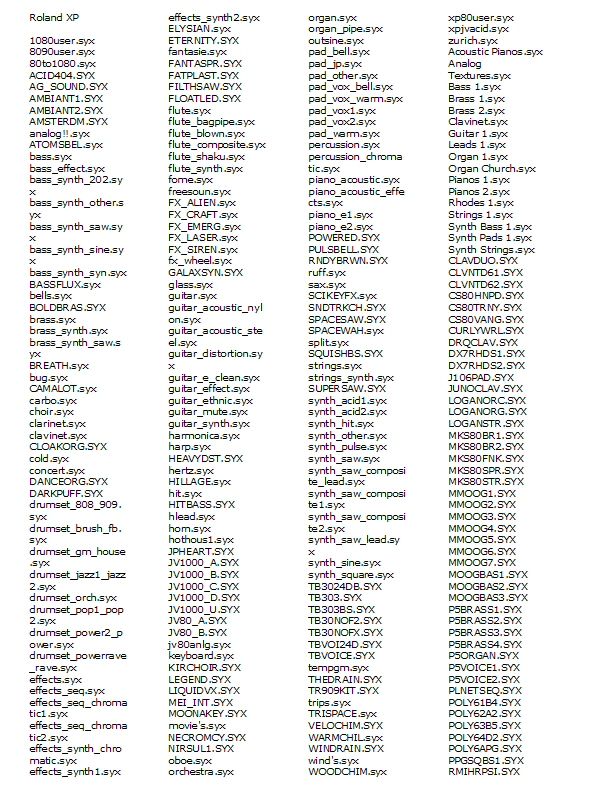 ROLAND XP 30, 50, 60, 80 SYSEX PATCHES LIBRARY CD ROM  