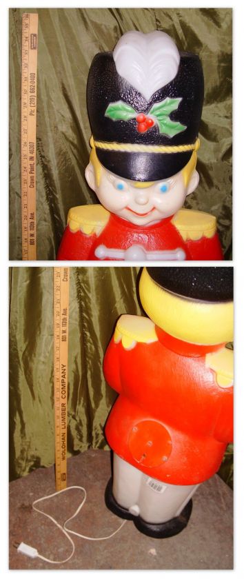 Vintage 34 LIGHTED DRUMMER BOY Plastic Blowmold CHRISTMAS Yard Decor 