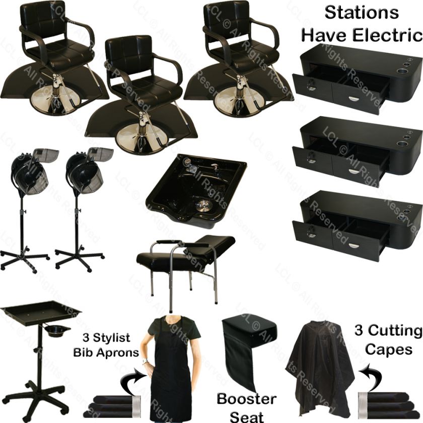   CHAIR STYLING STATION SHAMPOO BOWL HAIR DRYER SALON EQUIPMENT  