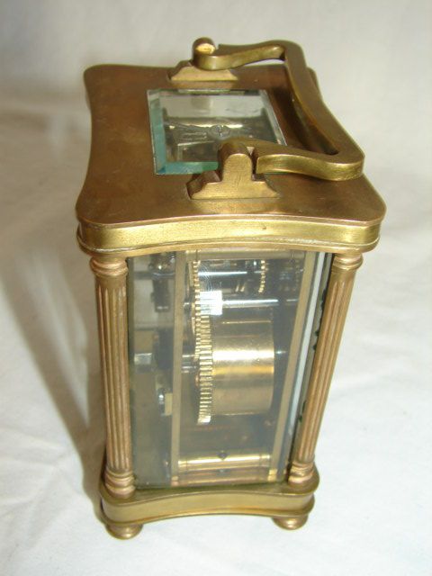 Antique Fench Brass Alarm Carriage Clock w/ Key  