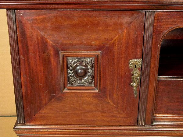 Antique Mahogany Art Noveau Buffet Sideboard Server  