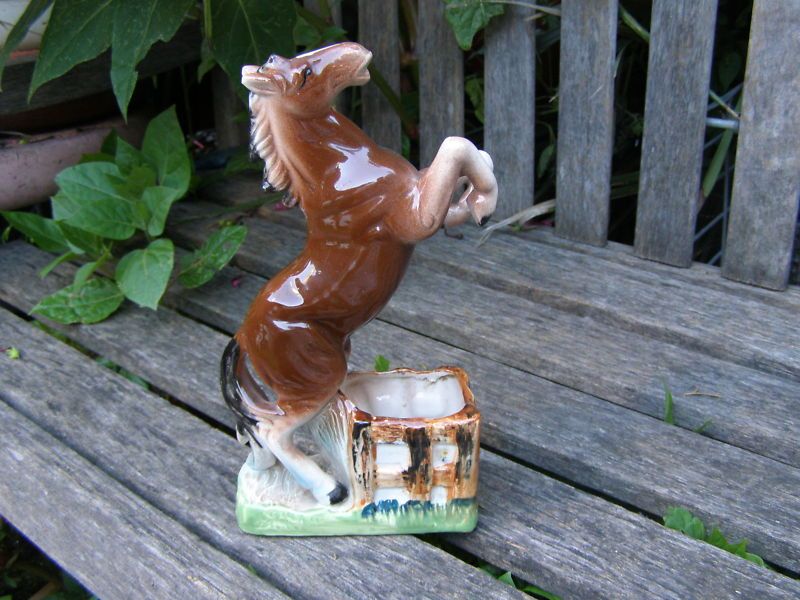 RARE EARLY ANTIQUE STAFFORDSHIRE HORSE VASE SCULPTURE  