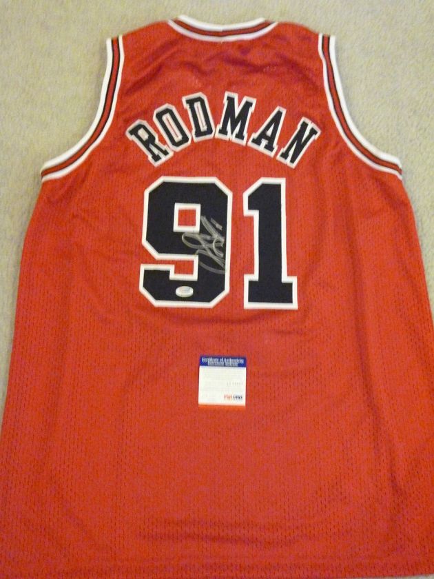 DENNIS RODMAN SIGNED AUTO CHICAGO BULLS JERSEY PSA AUTOGRAPHED  