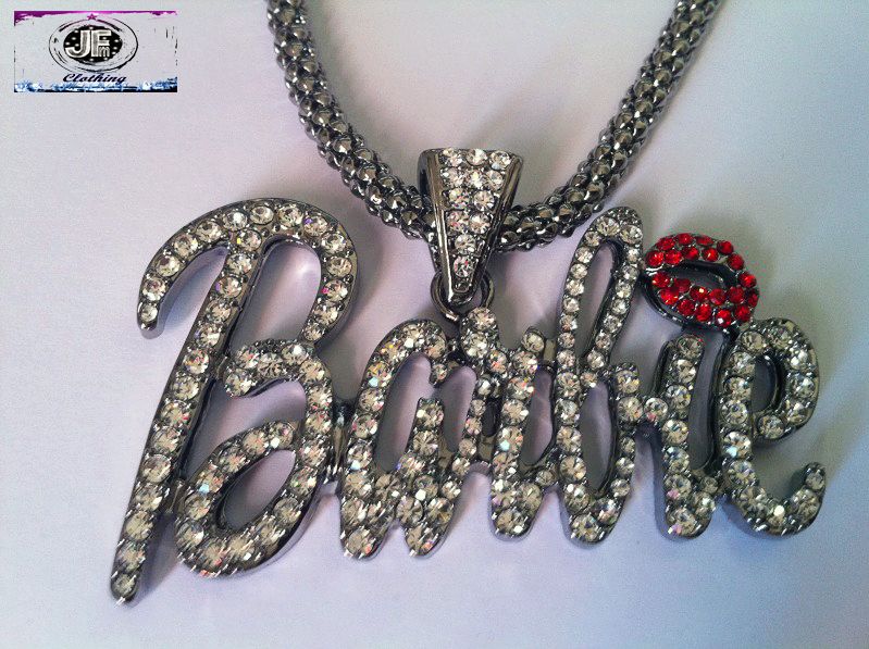 Nicki Minaj 3 Necklace ICE OUT Barbie Hematite/Clear NEW  