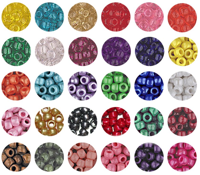 TRANSPARENT, PEARL & MARBLE CROW BEADS PONY BEADS 6x9mm  