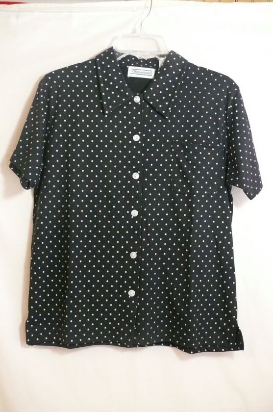 Shenanigans Black With White Polka Dot Shirt sz M NWT  